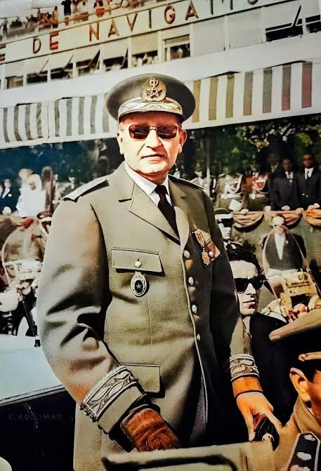 Sultan Mohammed V in military uniform — official portrait from the Protectorate period, showing Morocco's sovereign in formal ceremonial dress